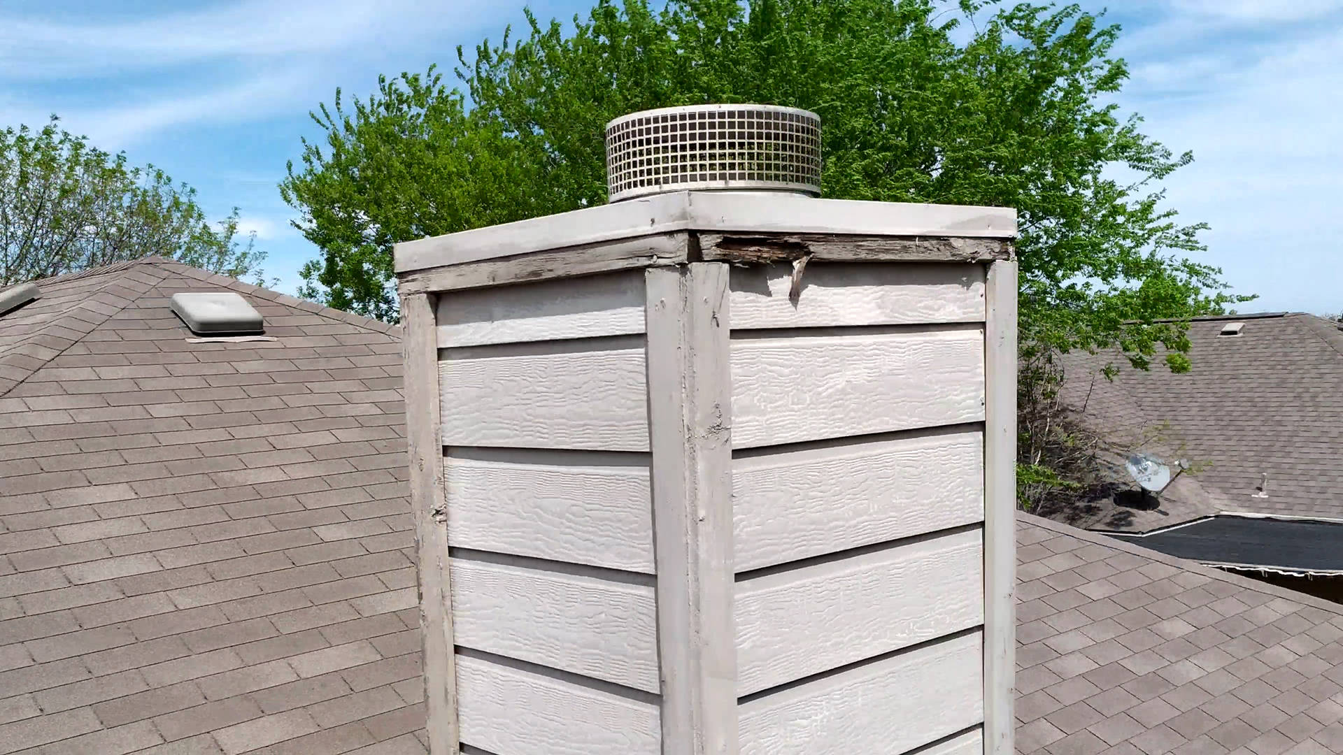 Rot on chimney chase trim